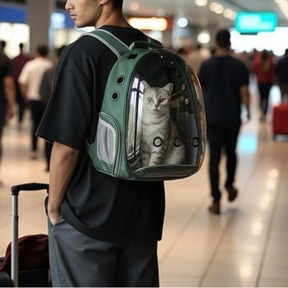Green | New! Space Capsule Pet Carrier Backpack – For Small Cats & Dogs